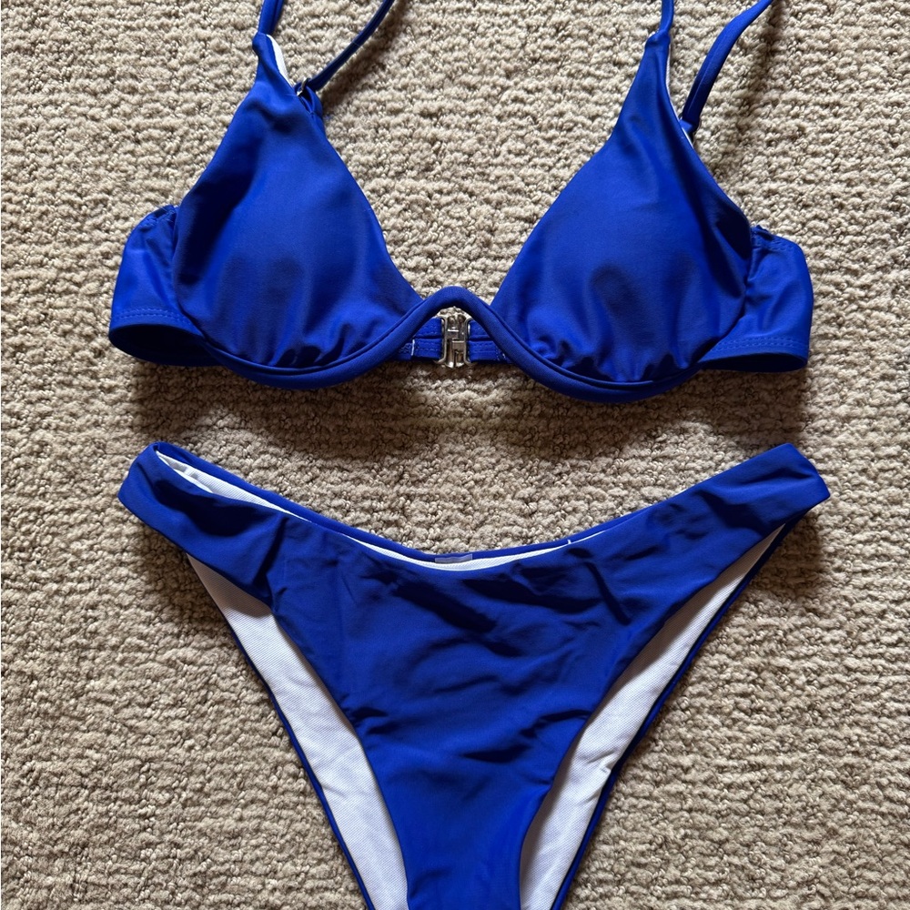 SHEIN Blue Bikini Set with Butterfly Skirt